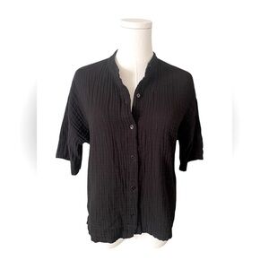 Eileen Fisher Black Ribbed Mandarin Collar Top
100% Organic Cotton